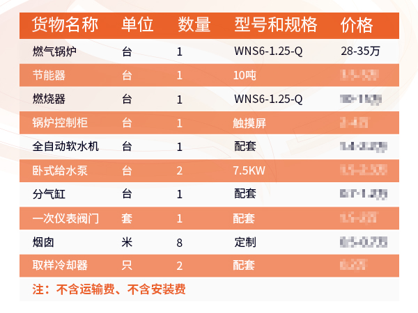 工业锅炉价格大全清单